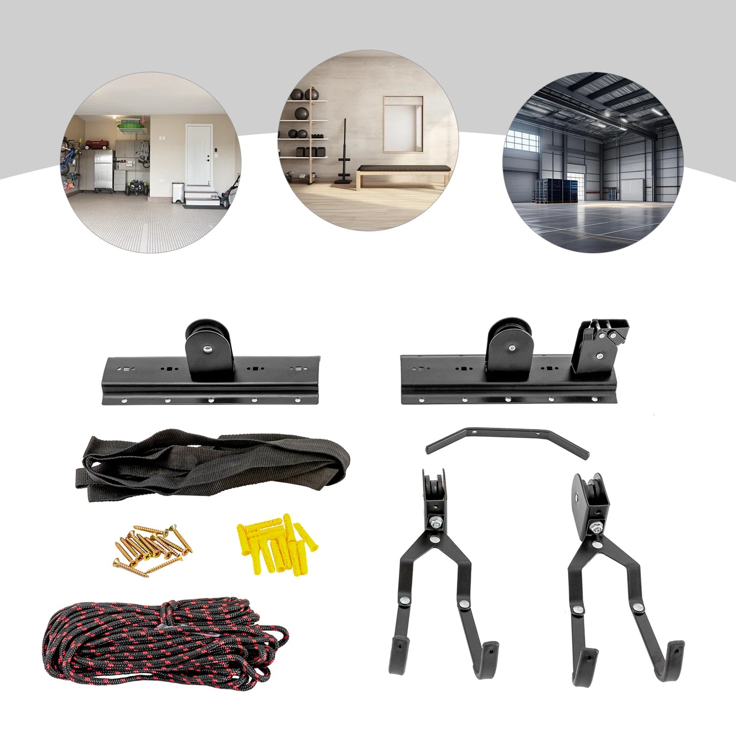 Bike Hoist Garage Ceiling Mount Pulley System With Rope