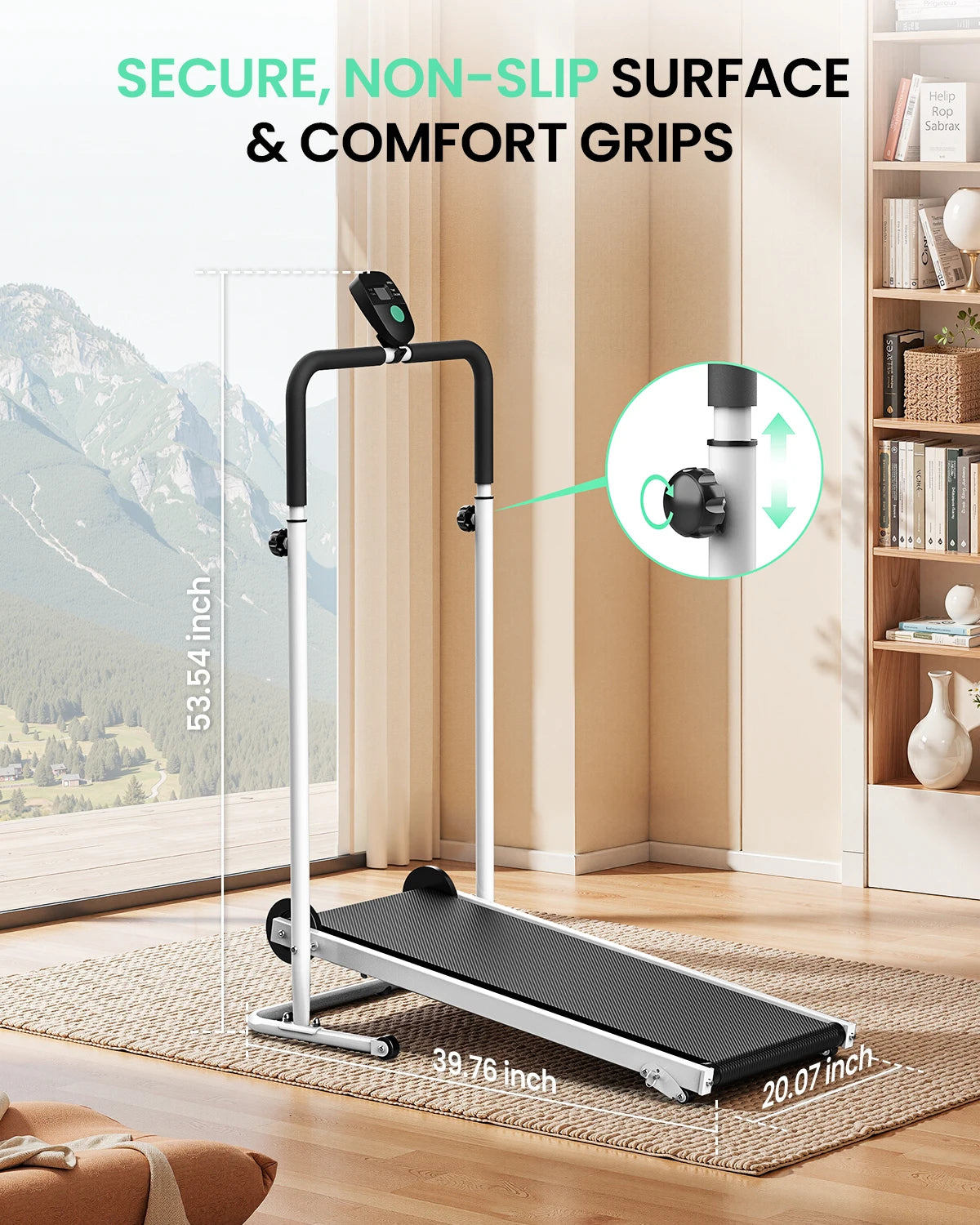 AKLUER Non-Electric Treadmill With Dual Flywheels And Fixed Incline
