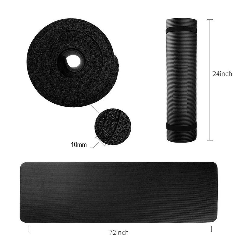 NBR Yoga Mat Extra Thick Non Slip Multipurpose With Strap