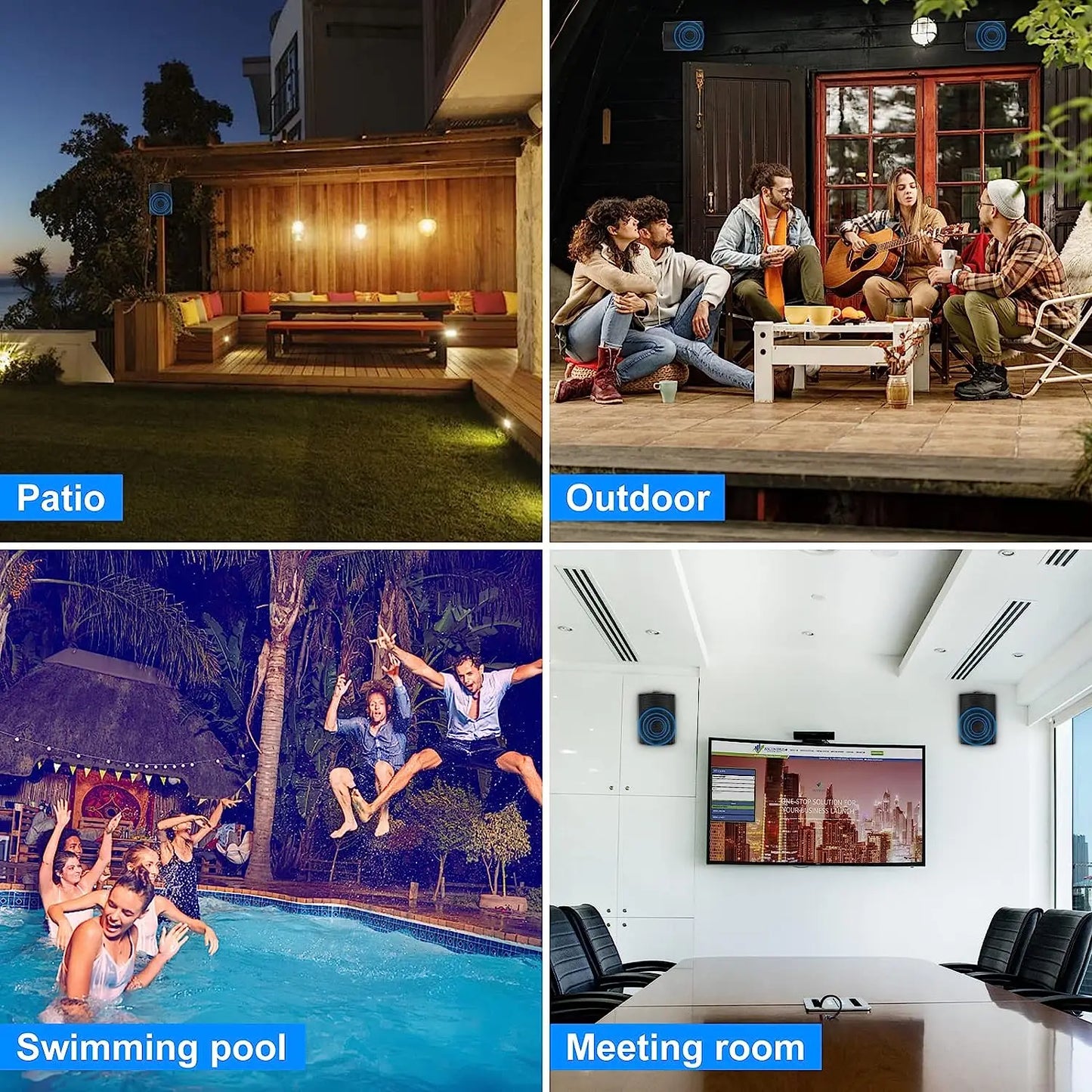 Herdio 300W Indoor Outdoor Dual Speakers Wall Mount System