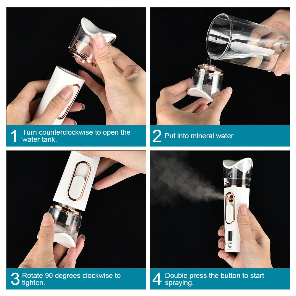 Mist Sprayer Handheld Nano Beauty Instrument Portable Facial Steamer Nebulizer