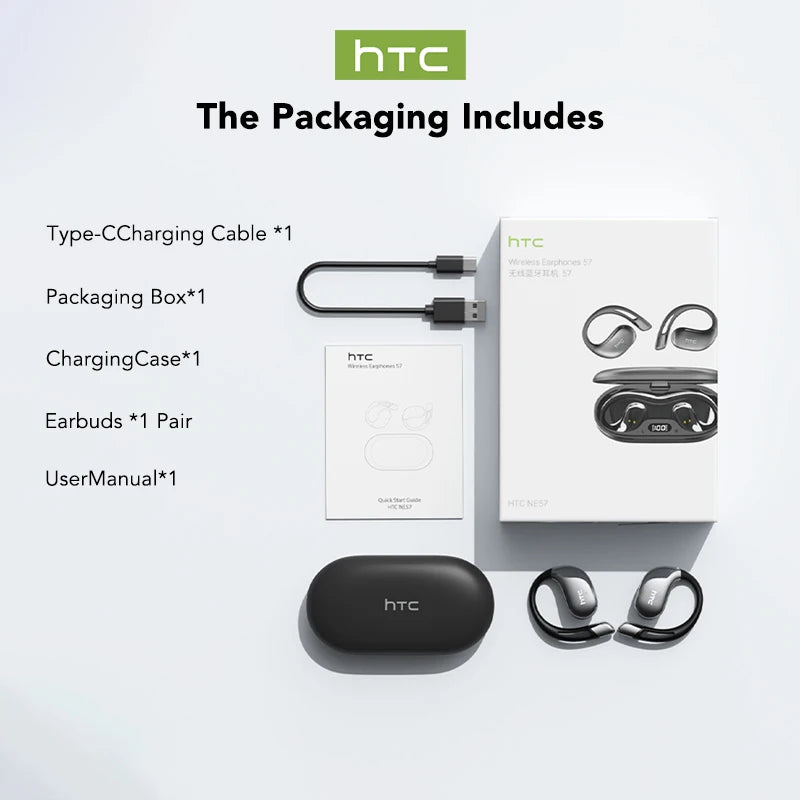 HTC NE57 Wireless Earphones Active Noise Cancellation 30Hr Battery Indicator