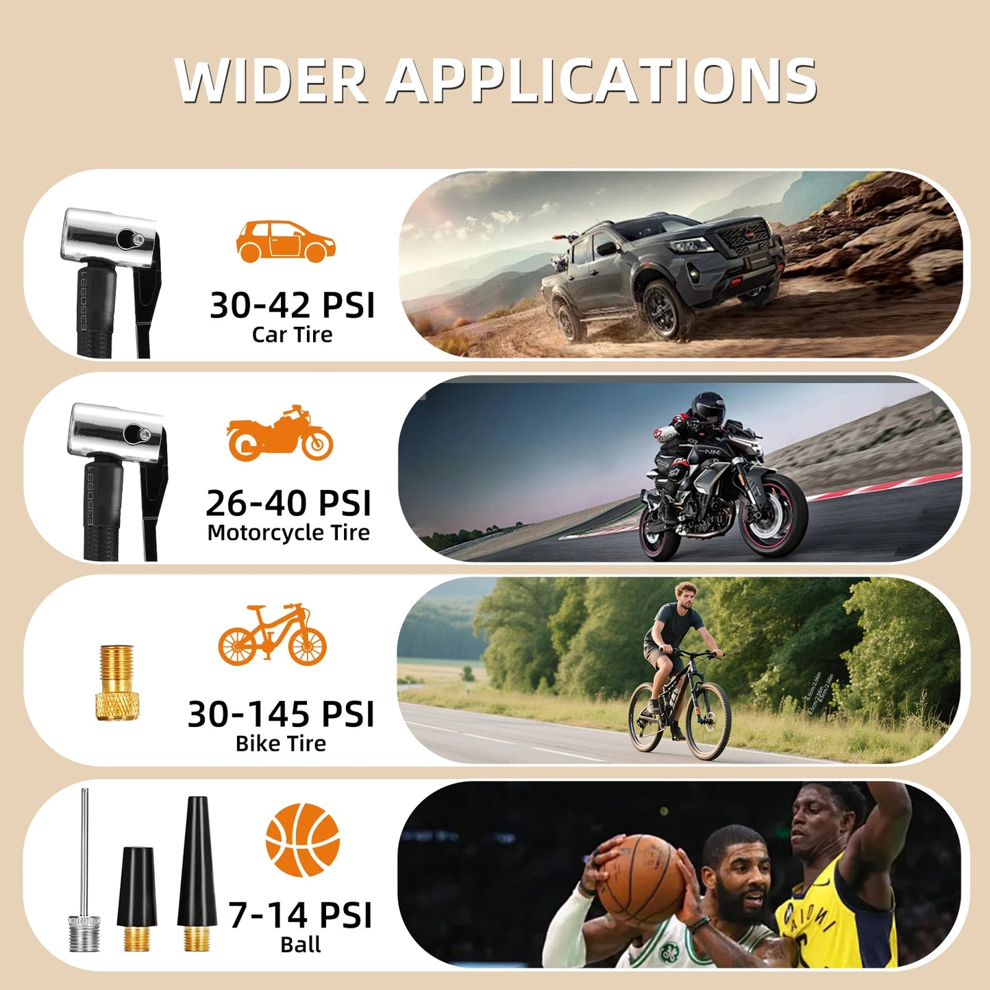 Portable Tire Inflator With Power Bank 150 PSI LED Light