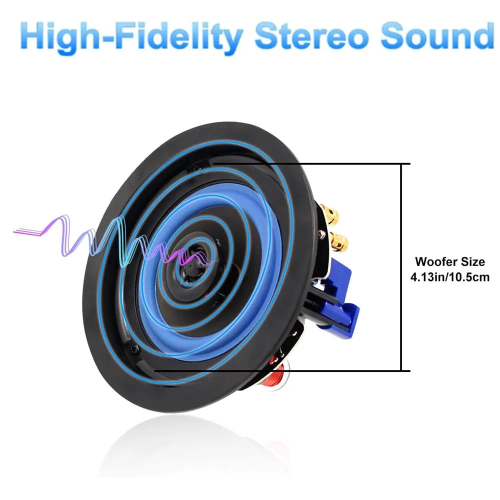 Herdio Ceiling Mounted Waterproof Speaker For Bathroom Kitchen And Office