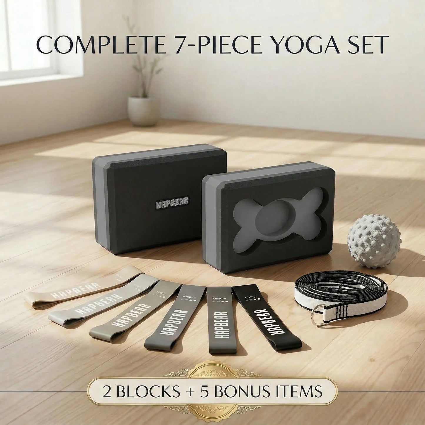 HAPBEAR Yoga Blocks 2 Pack High Density EVA Foam NonSlip