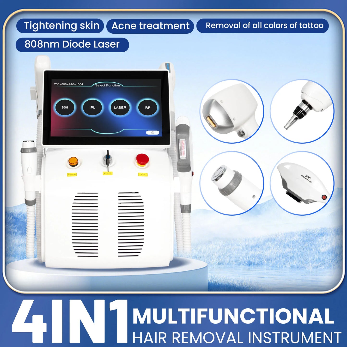 Myoslim 5000W 4In1 Diode Pico 808 Hair Removal System