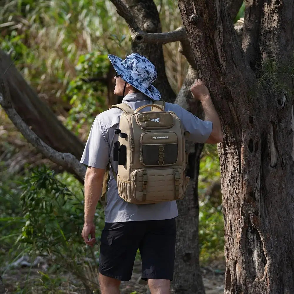 Fishing Tackle Backpack With Rod Holder And Four Tackle Boxes