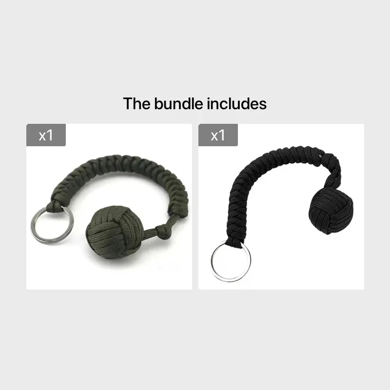 Self Defense Umbrella Rope Monkey Fist Steel Ball Lanyard Survival
