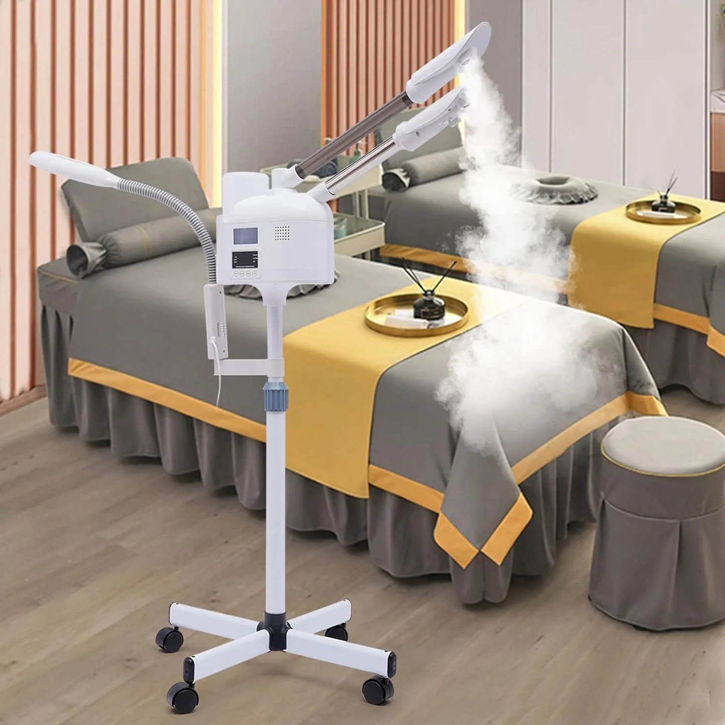3 In 1 Facial Steamer With LED Magnifying Lamp For Home Spa