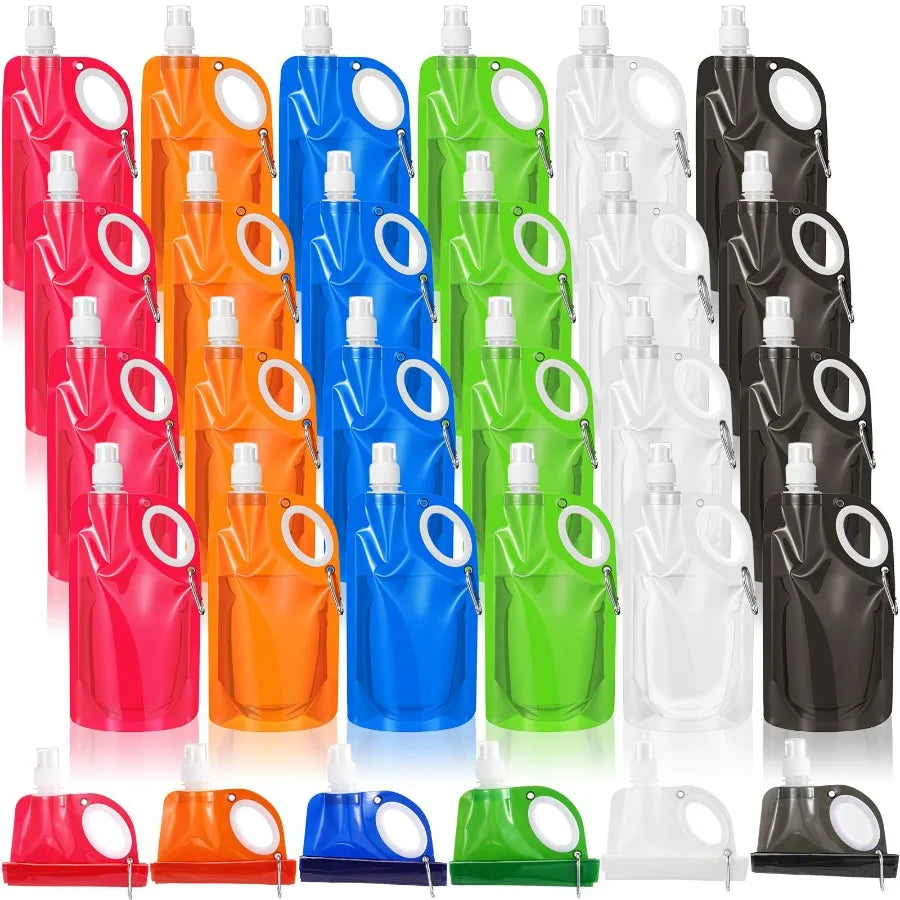 Foldable Collapsible Water Bottle With Carabiner Reusable Leak Proof