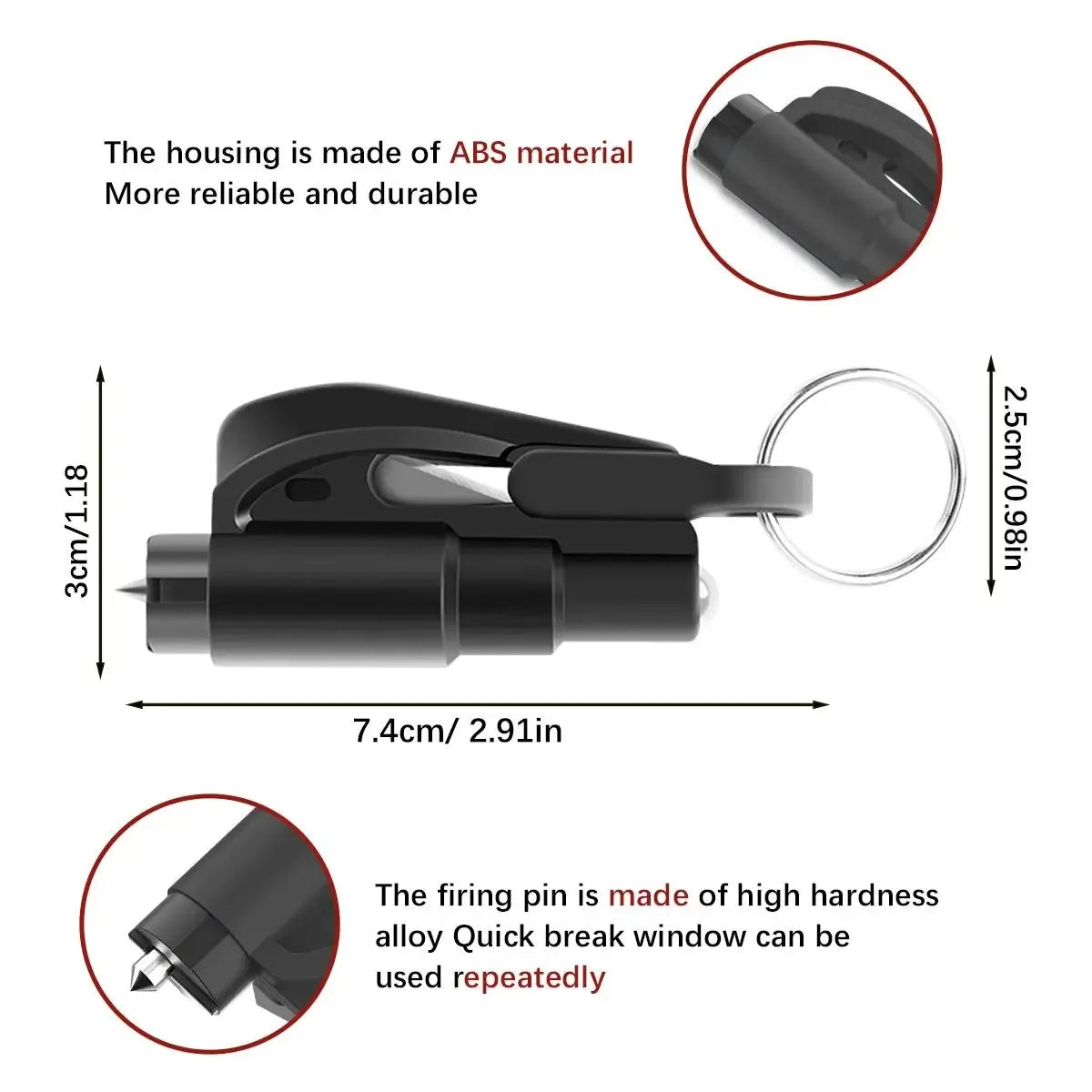 Emergency Car Escape Tool With Seatbelt Cutter And Window Breaker