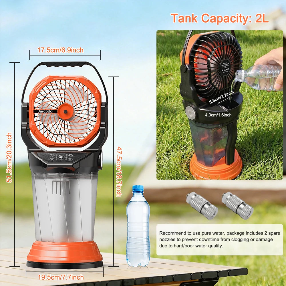 Portable Misting Fan With Rechargeable Battery And RGB Lights