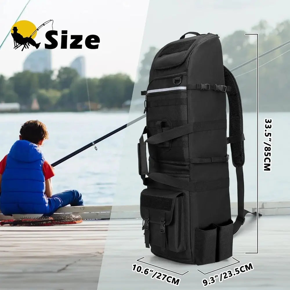 Fishing Backpack 8 Rod Capacity With Gear Storage And Molle System