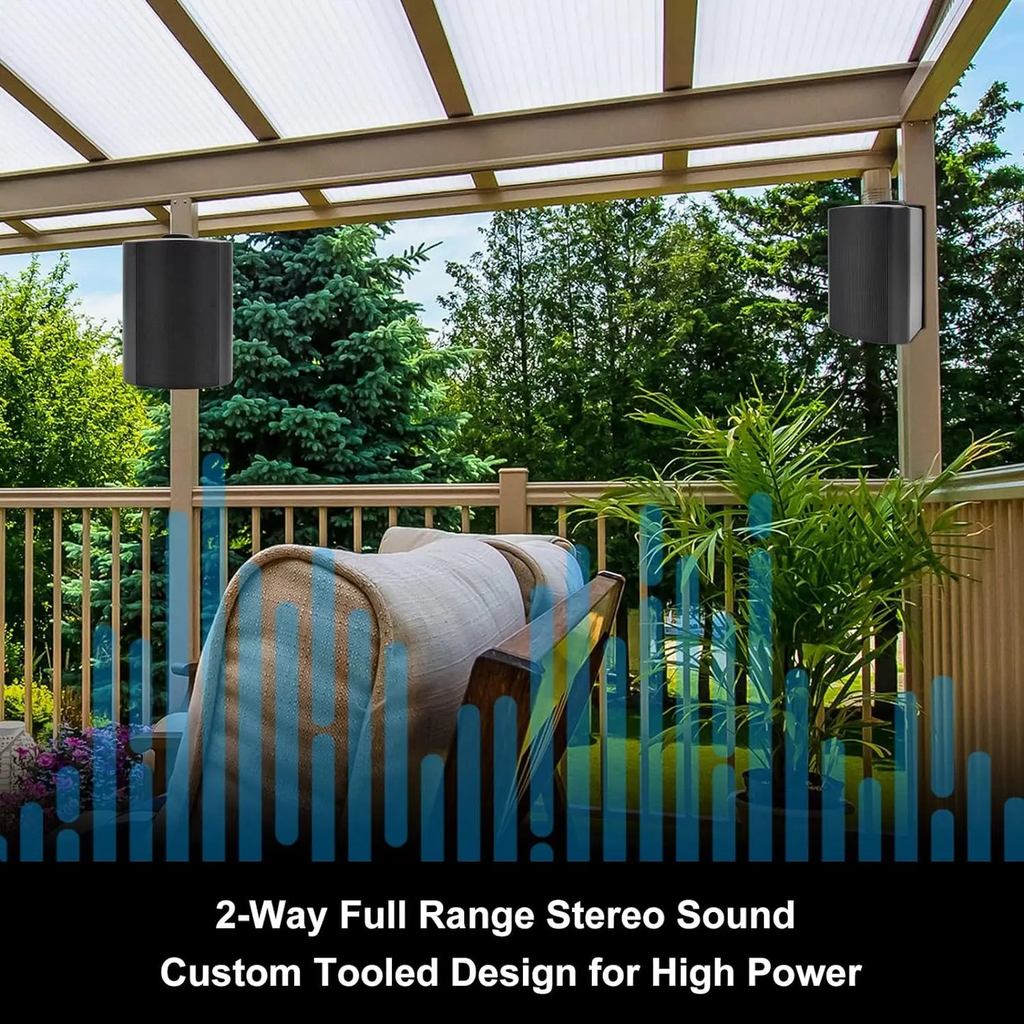 Herdio Outdoor Passive Speakers With Tweeter Waterproof All Weather