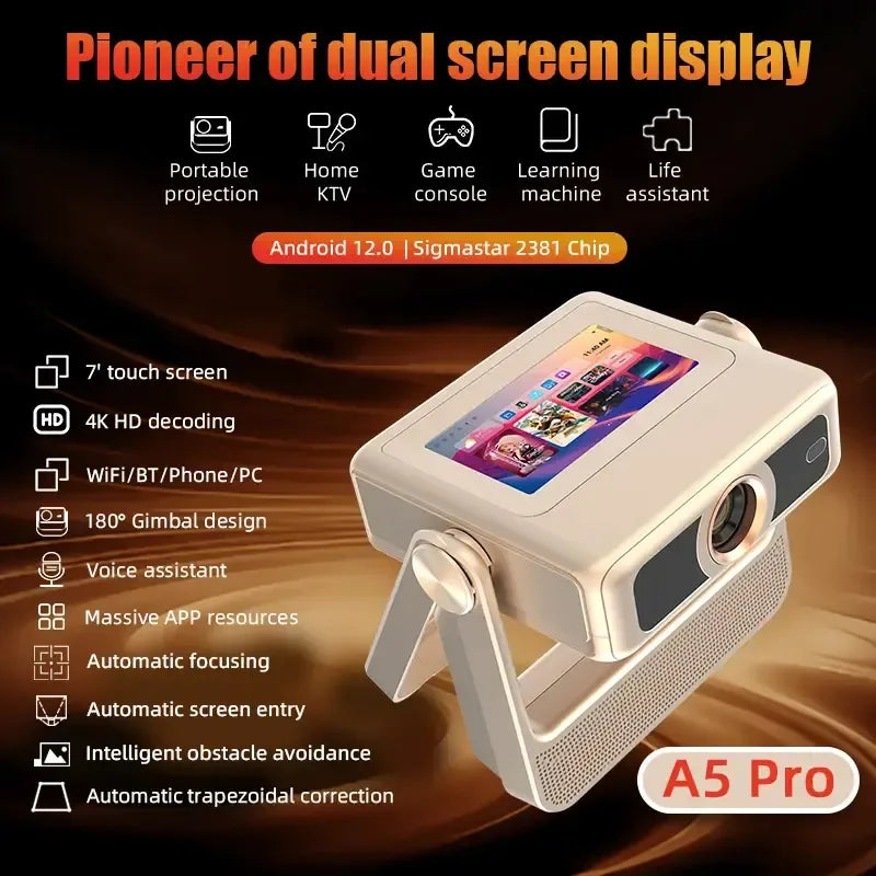 Outdoor 4K Beamer Projector With WiFi 6 And Interactive Touchscreen