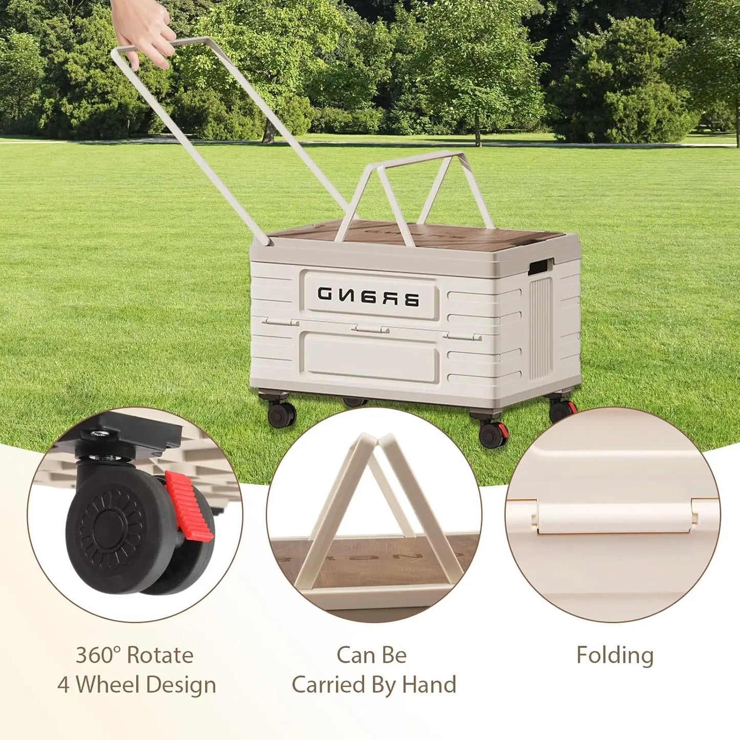 360 Degree Rotating Foldable Storage Cart With 4 Silent Wheels