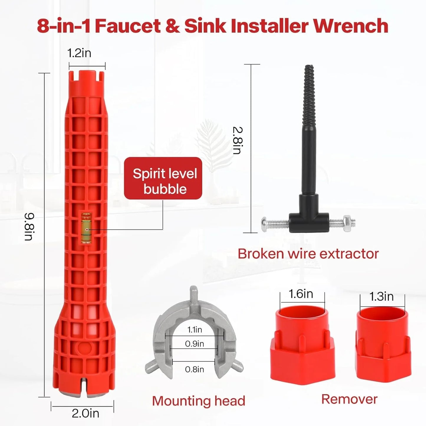 8 In 1 Plumbing Wrench Faucet Sink Installer Tool Pro