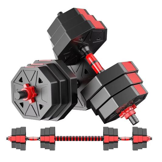Adjustable Dumbbell To Barbell Fitness Set 44 Lbs Anti Slip Grip 3 In 1