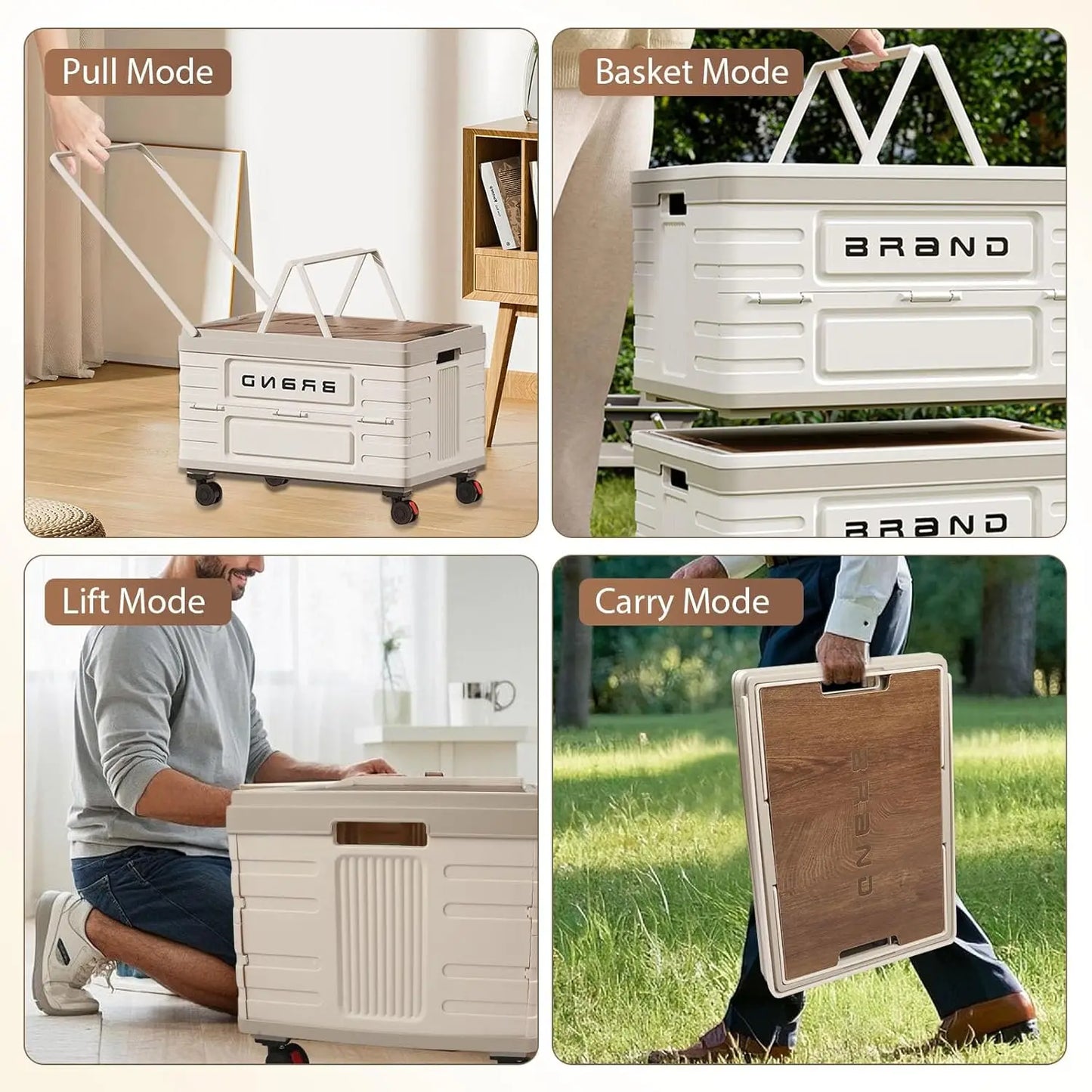 360 Degree Rotating Foldable Storage Cart With 4 Silent Wheels