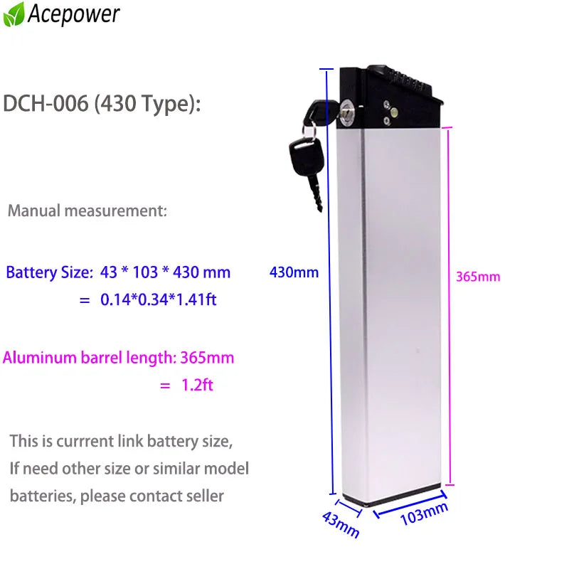 ACEBEI-POWER Folding E-Bike Battery 48V 14Ah for Samebike