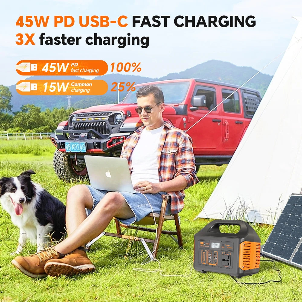 GaiaRay 300W 500W Portable Solar Generator 460.8Wh LiFePO4 Power Station