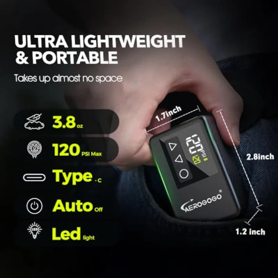 120 PSI Rechargeable Mini Bike Pump With Digital Pressure Gauge