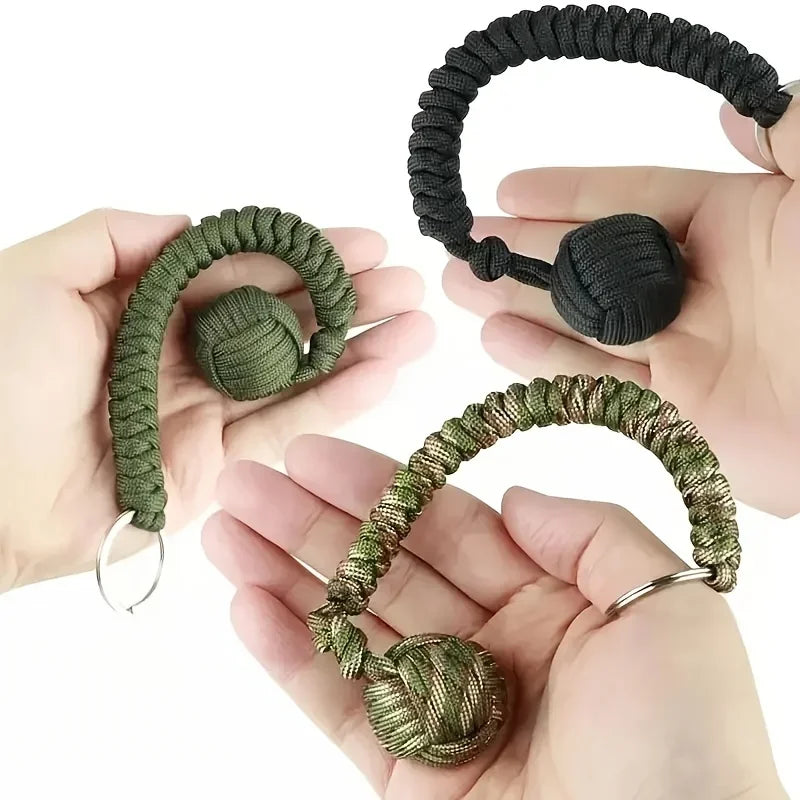 Self Defense Umbrella Rope Monkey Fist Steel Ball Lanyard Survival