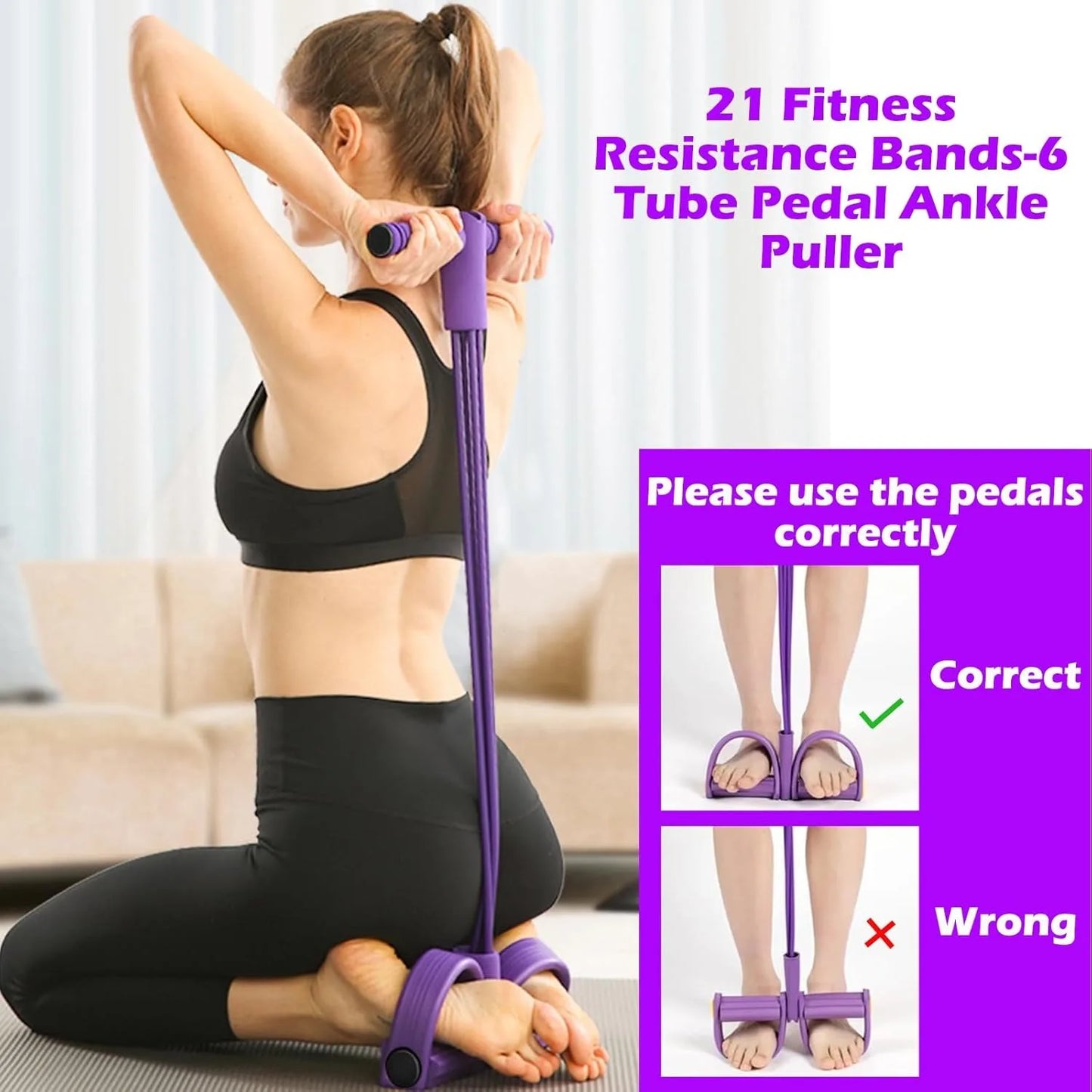 Multifunctional Yoga Pedal Resistance Band For Full Body Home Workout