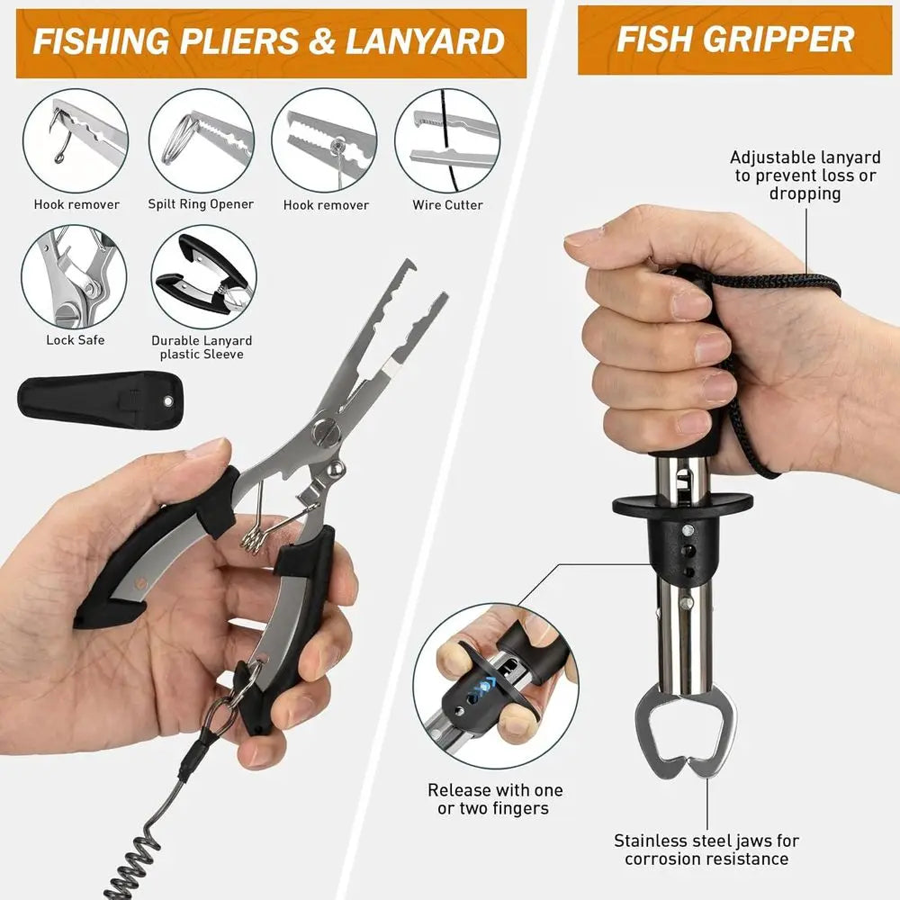 85-Piece Fishing Tool Kit With Backpack And Tackle Boxes