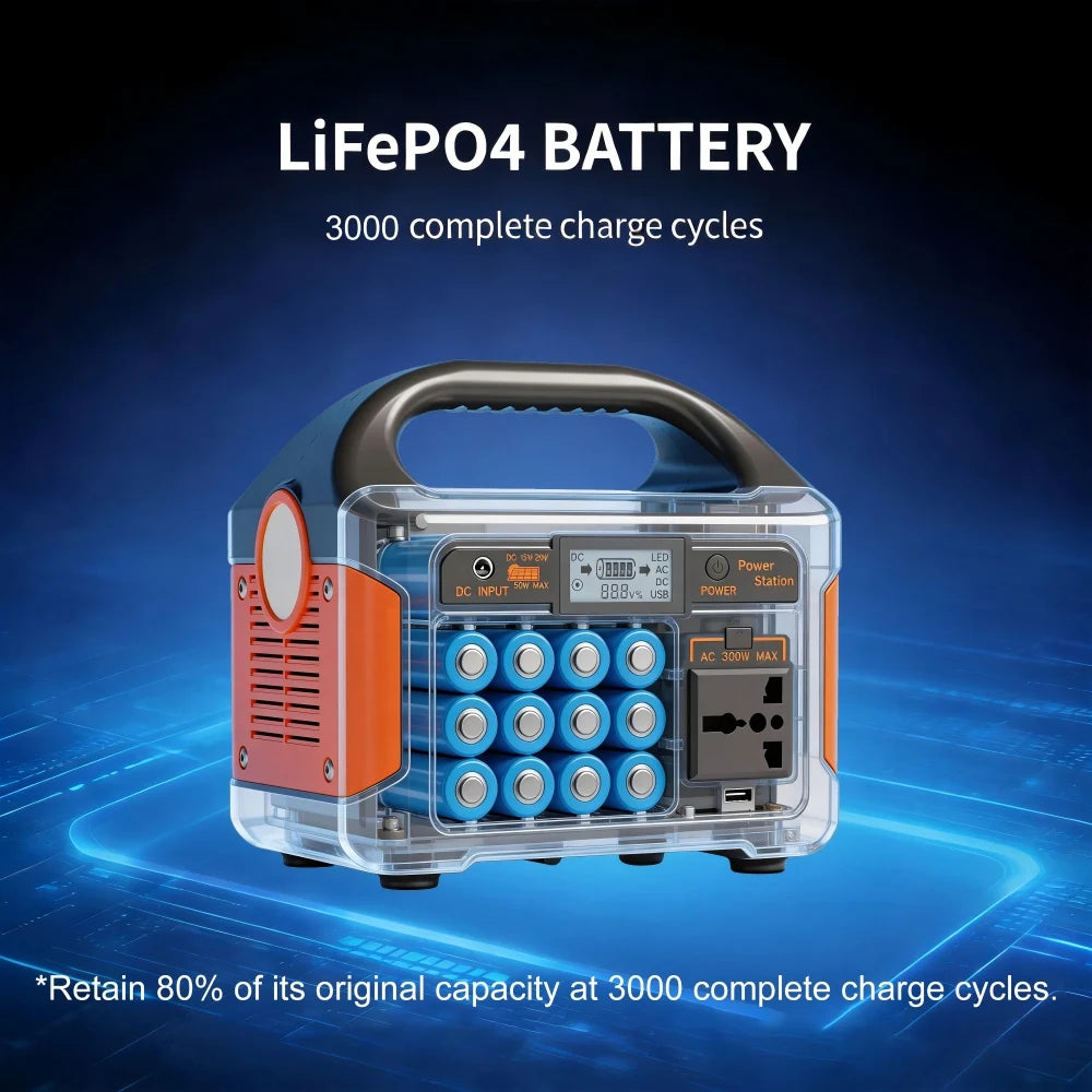 GaiaRay 500W Portable Power Station 460.8Wh LiFePO4 Generator
