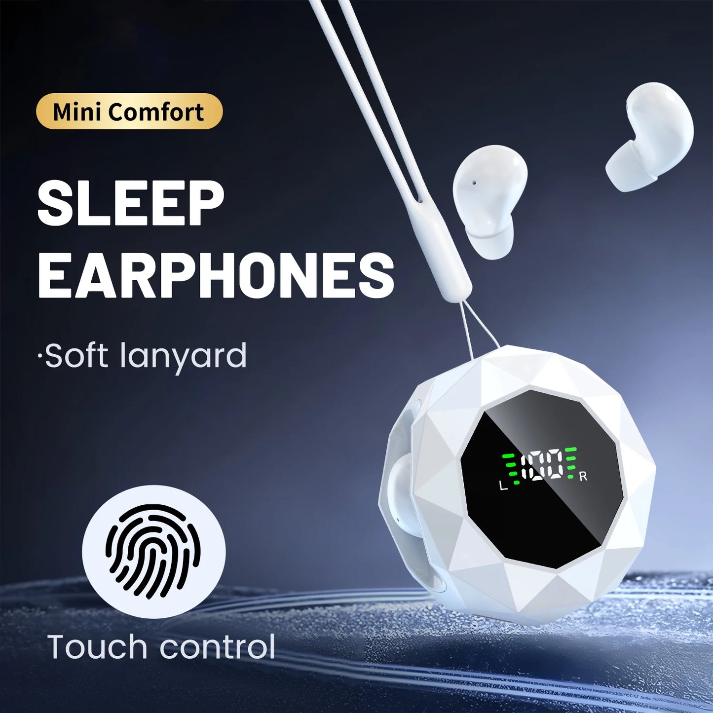 Shuke Mini Wireless Sleep Earbuds Bluetooth Active Noise Cancelling Headphones