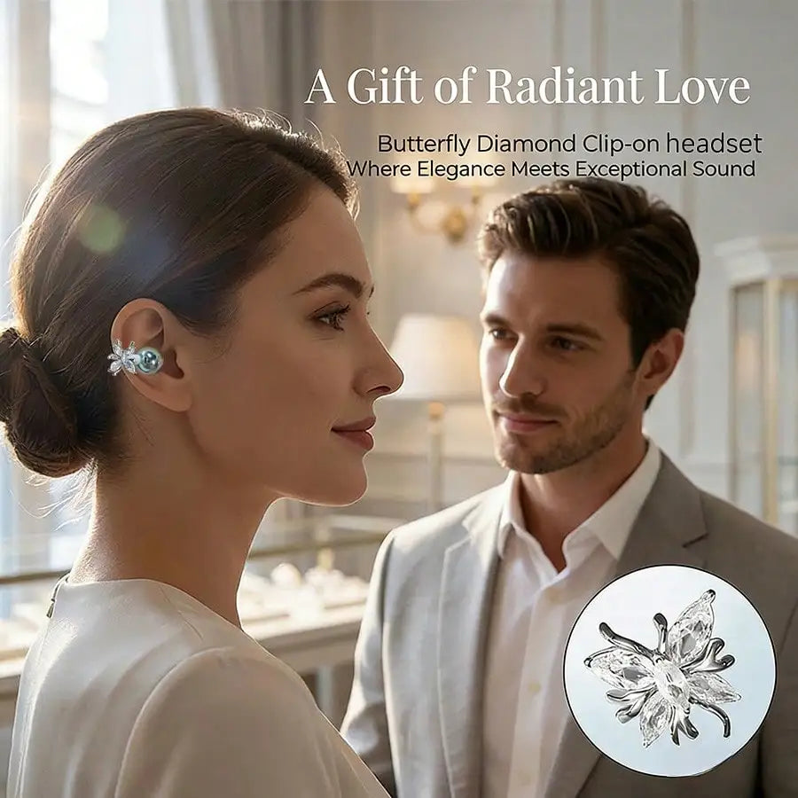 VIKEFON Butterfly Clip-On Open-Ear Bluetooth Earphones