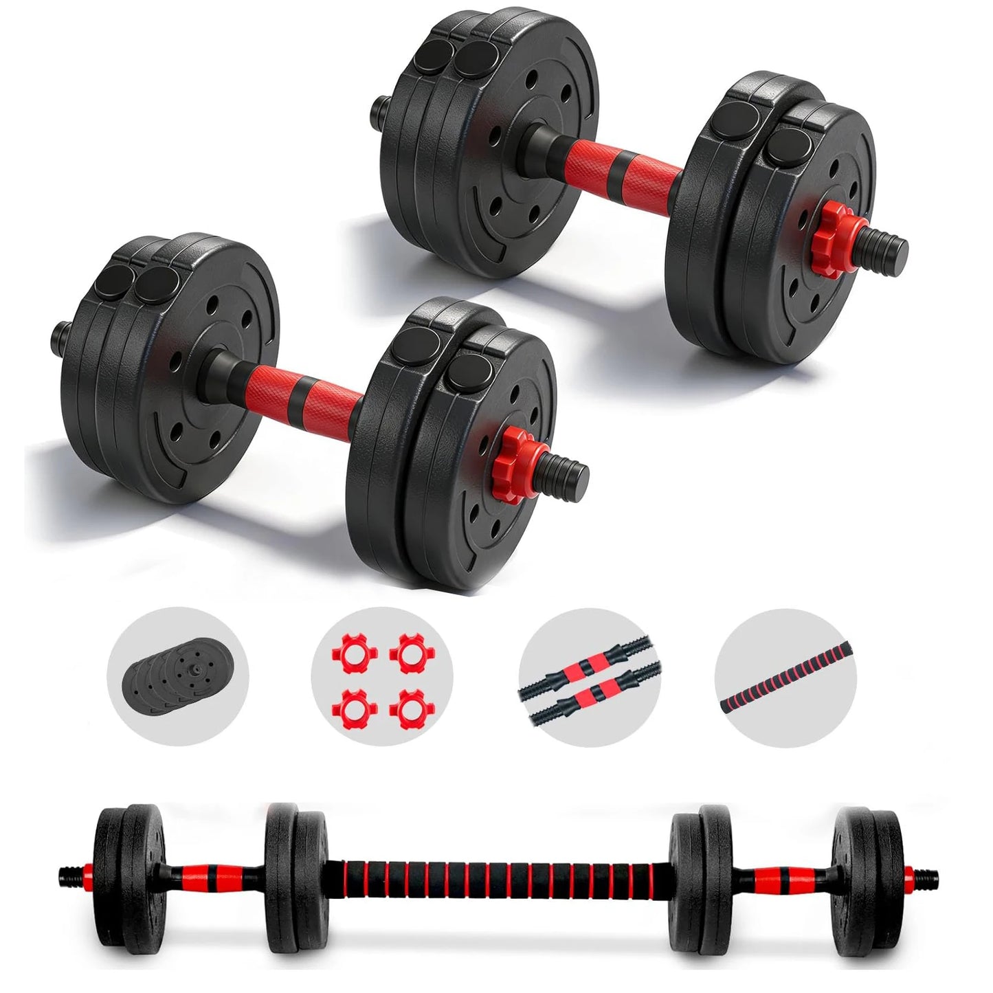 2-In-1 Adjustable Dumbbell And Barbell Set For Home Gym