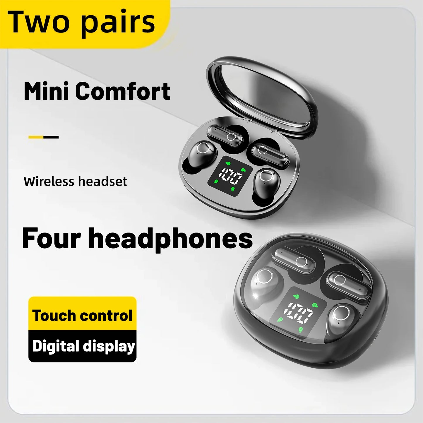 SHUKE 2in1 Wireless Bluetooth Earbuds With Noise Cancelling Battery Life