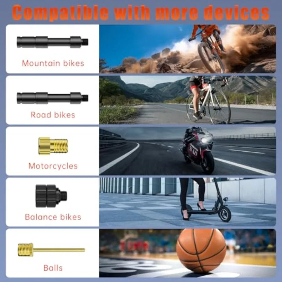 Portable Electric Mini Bike Tire Pump With Digital Gauge