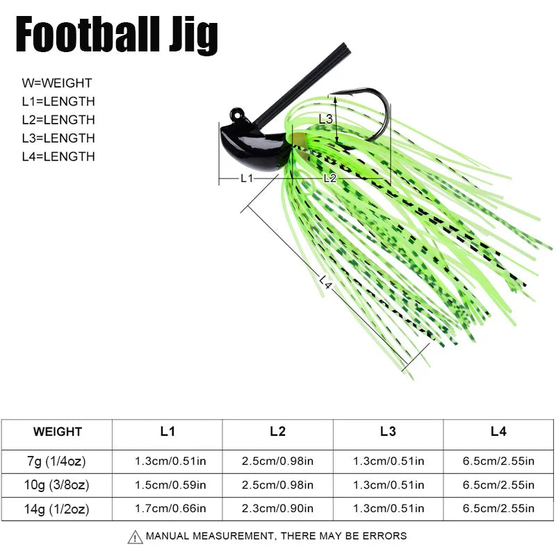 Bass Football Jigs Set Weedless Finesse Jigs With Silicone Skirts
