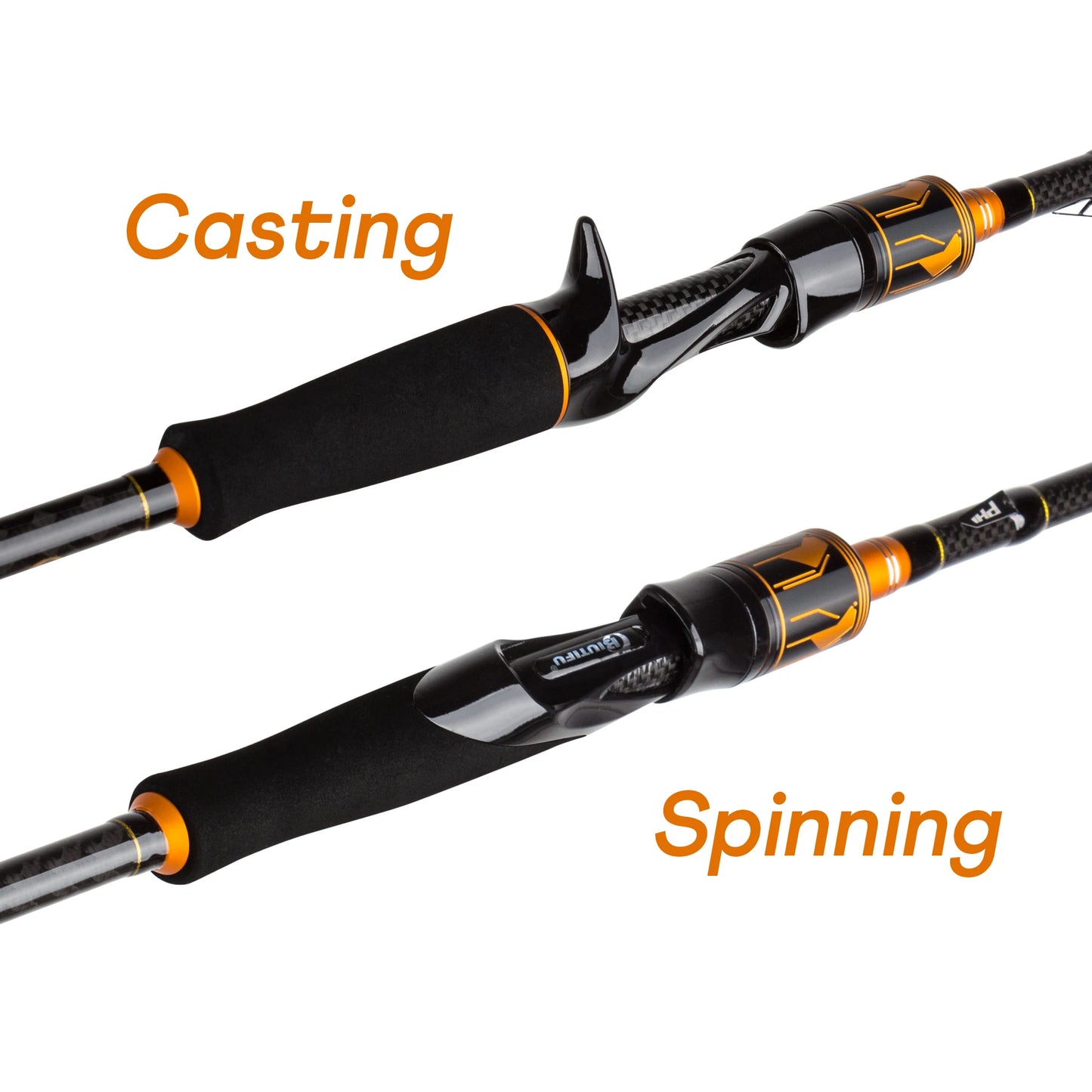 BIUTIFU Spinning Baitcasting Rod With Fuji Guides Two Tips