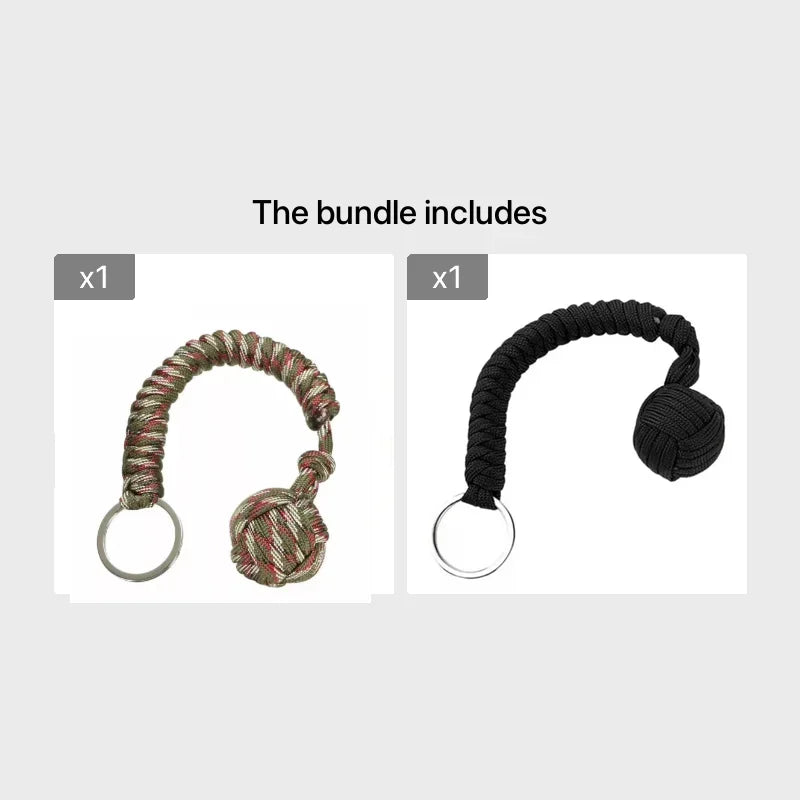 Self Defense Umbrella Rope Monkey Fist Steel Ball Lanyard Survival