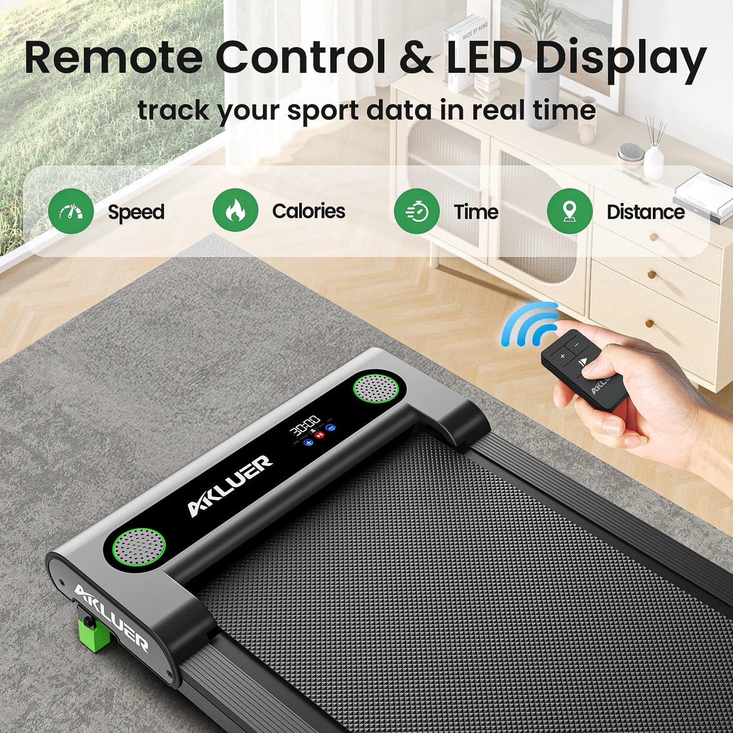 AKLUER Under Desk Treadmill 2.5HP With LED Display Compact