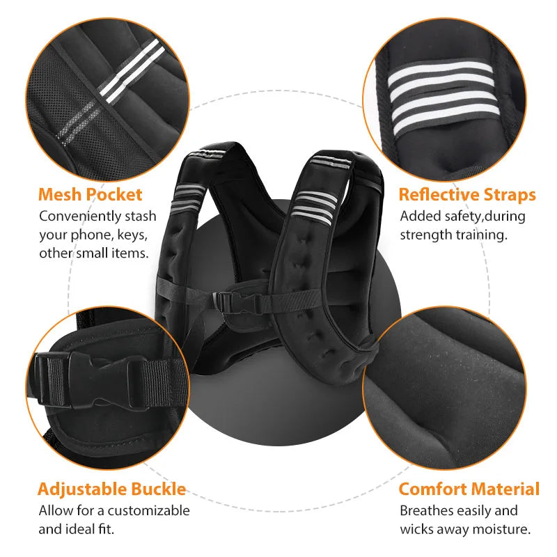 Weight Vest With Reflective Stripe For Training And Running