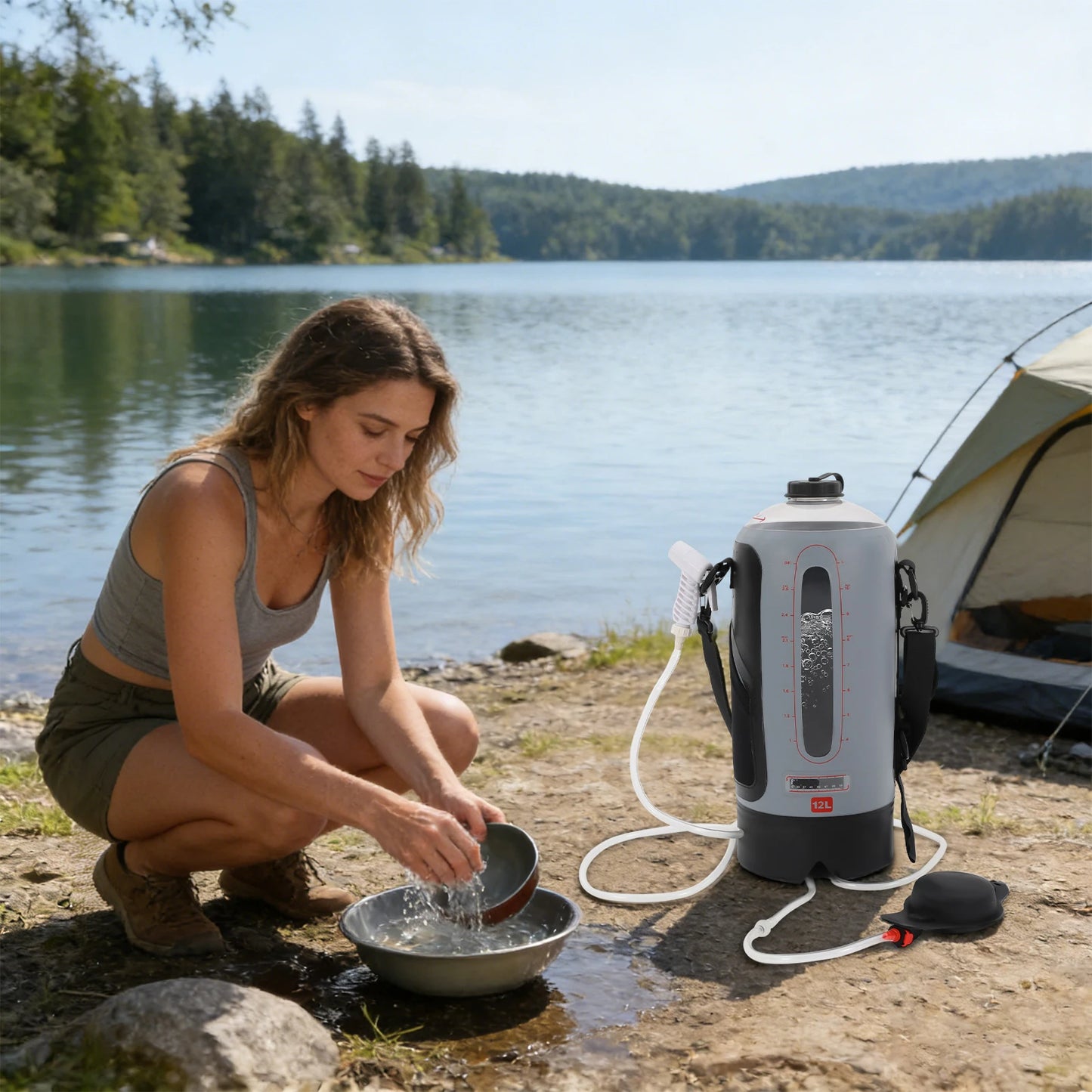 Bymaocar Portable Outdoor Pressure Camp Shower Air Pump