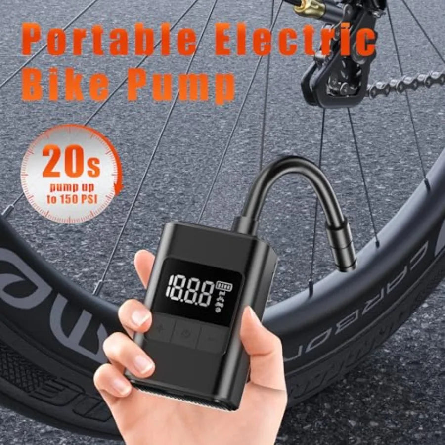 Portable Electric Mini Bike Tire Pump With Digital Gauge