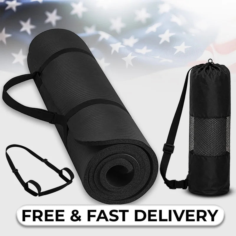 NBR Yoga Mat Extra Thick Non Slip Multipurpose With Strap