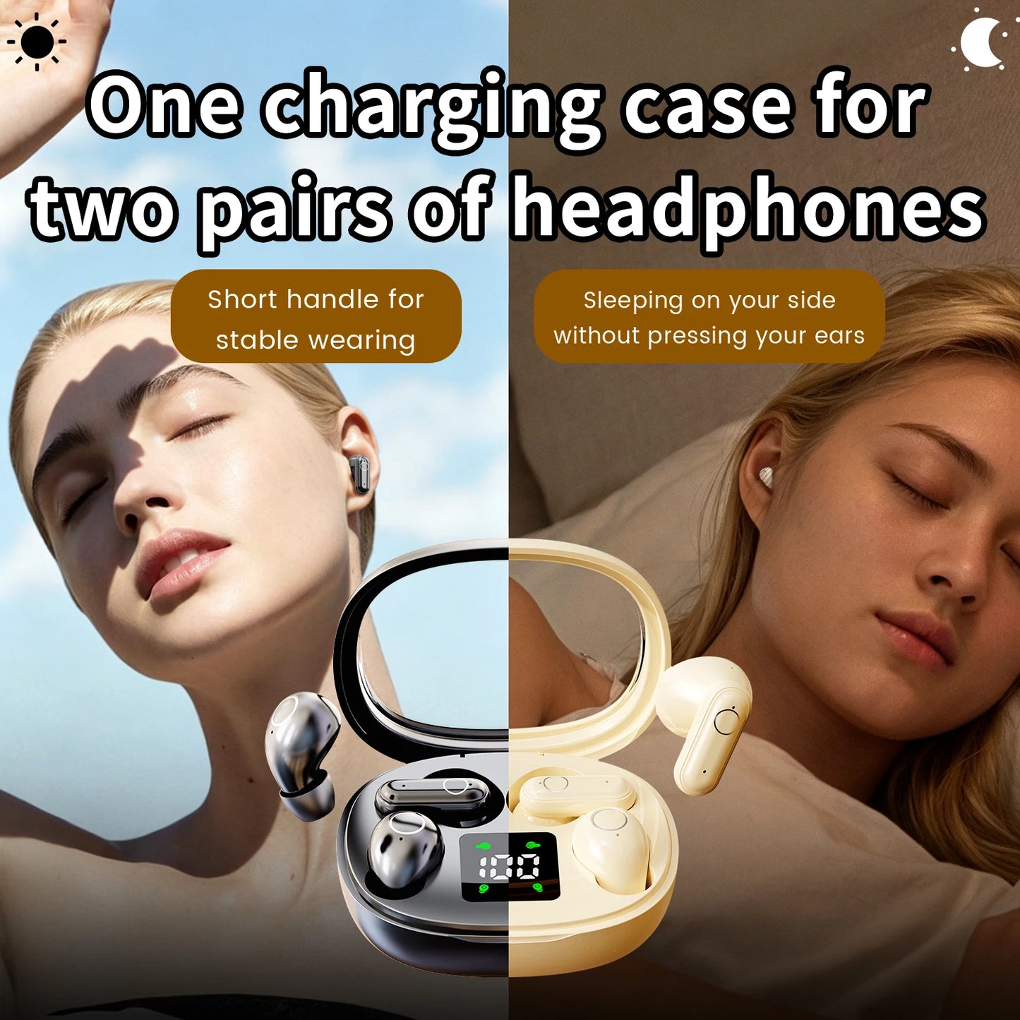 SHUKE 2in1 Wireless Bluetooth Earbuds With Noise Cancelling Battery Life
