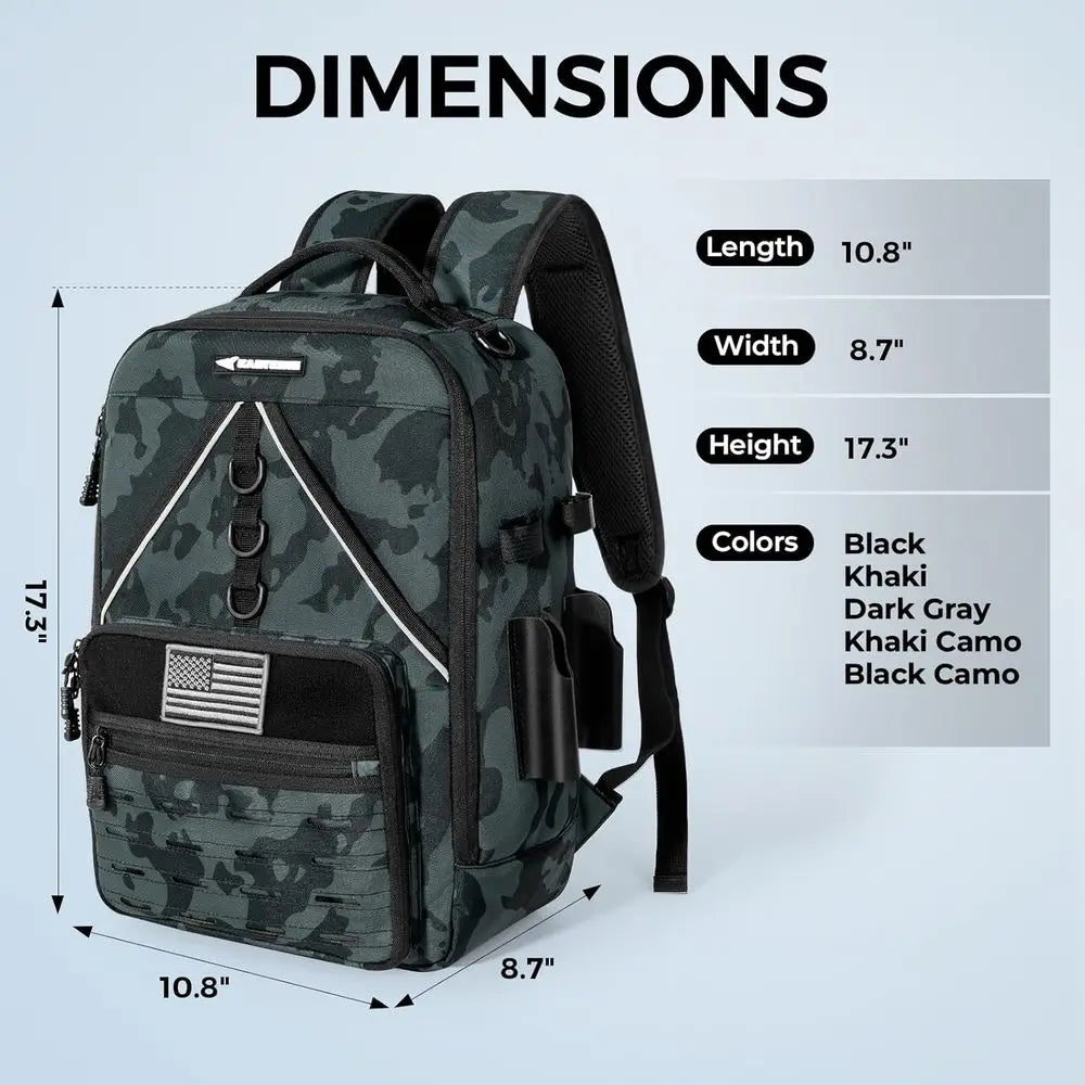 Water Resistant Fishing Tackle Backpack With Rod Holders And Large Storage