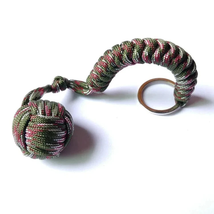 Self Defense Umbrella Rope Monkey Fist Steel Ball Lanyard Survival