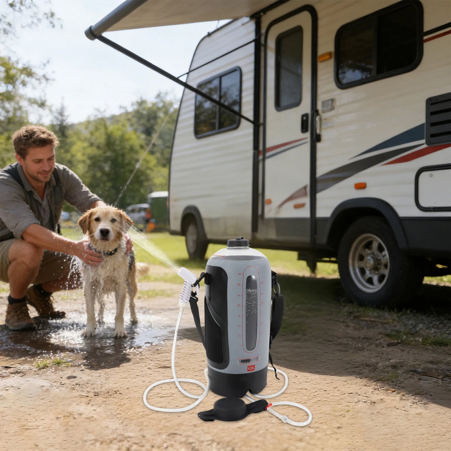 Bymaocar Portable Outdoor Pressure Camp Shower Air Pump