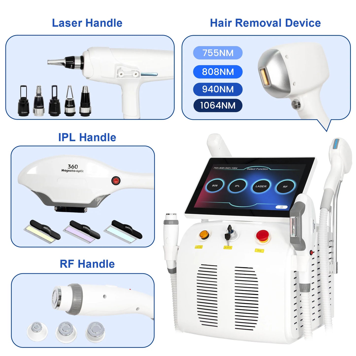 Myoslim 5000W 4In1 Diode Pico 808 Hair Removal System