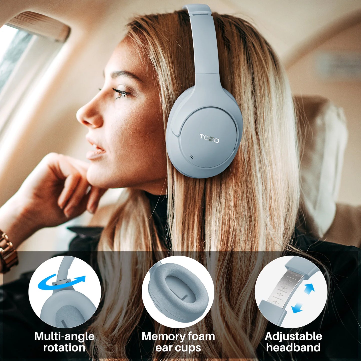 TOZO Refurbished HiRes Over Ear Headphones With ANC Wireless