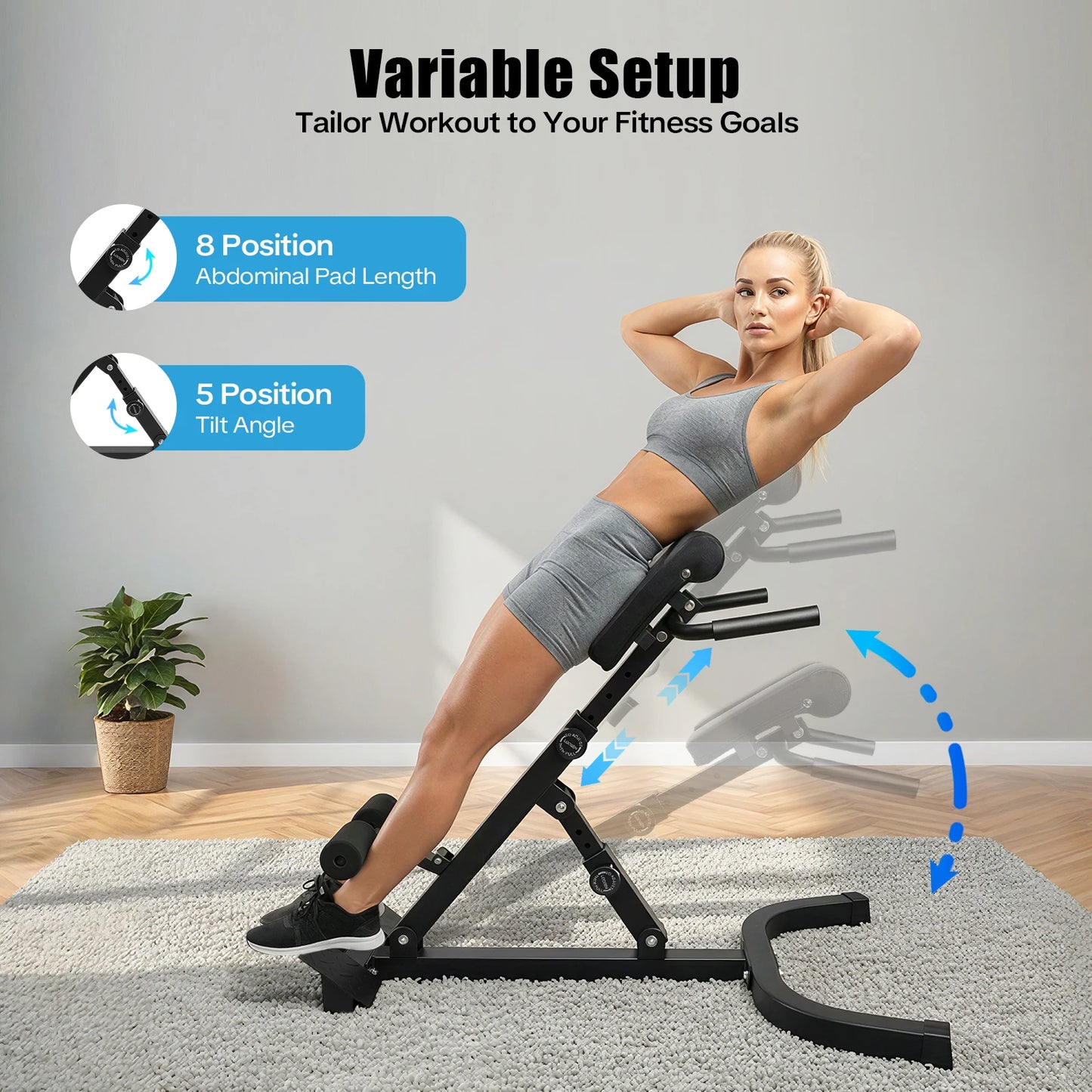 Back Extension Roman Chair With Foldable Steel Frame
